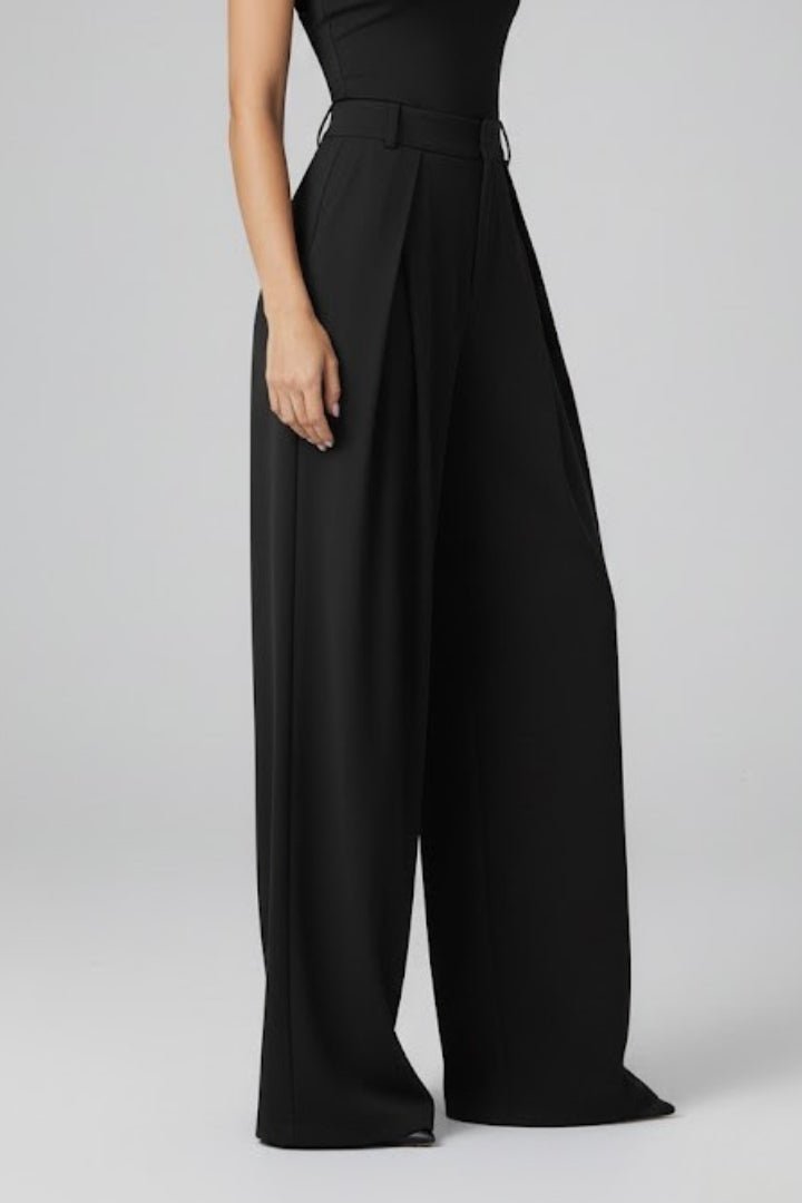Miss | Broek Dames High Rise Wide Leg met Geplooide Taille - Miss Madera MIS-VON8LP