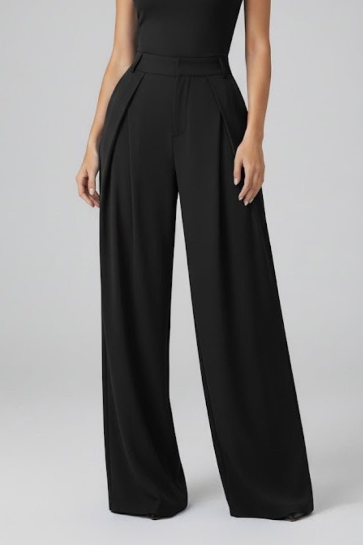 Miss | Broek Dames High Rise Wide Leg met Geplooide Taille - Miss Madera MIS-VON8LP