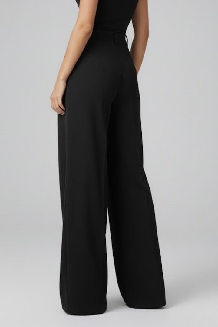 Miss | Broek Dames High Rise Wide Leg met Geplooide Taille - Miss Madera MIS-VON8LP
