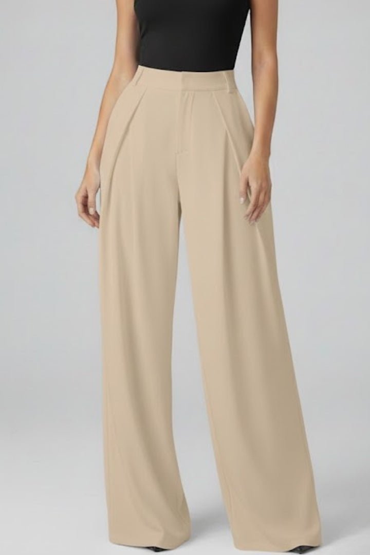 Miss | Broek Dames High Rise Wide Leg met Geplooide Taille - Miss Madera MIS-QIRCTE