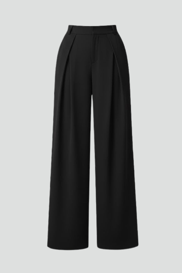 Miss | Broek Dames High Rise Wide Leg met Geplooide Taille - Miss Madera MIS-VON8LP
