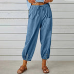 Miss | Broek Dames High Waist Cropped Relaxed - Katoen-Linnen - Miss Madera MIS-XYIGVZ