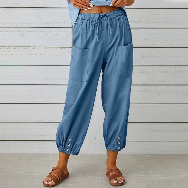 Miss | Broek Dames High Waist Cropped Relaxed - Katoen-Linnen - Miss Madera MIS-XYIGVZ