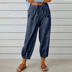 Miss | Broek Dames High Waist Cropped Relaxed - Katoen-Linnen - Miss Madera MIS-BD3BWG