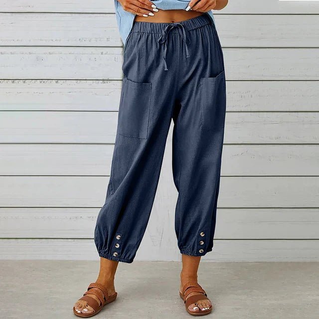 Miss | Broek Dames High Waist Cropped Relaxed - Katoen-Linnen - Miss Madera MIS-BD3BWG