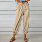 Miss | Broek Dames High Waist Cropped Relaxed - Katoen-Linnen - Miss Madera MIS-BZR08S