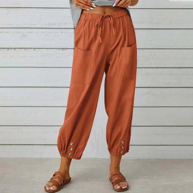 Miss | Broek Dames High Waist Cropped Relaxed - Katoen-Linnen - Miss Madera MIS-FGU7NV