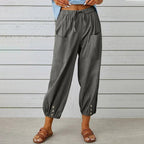 Miss | Broek Dames High Waist Cropped Relaxed - Katoen-Linnen - Miss Madera MIS-YPQUMM