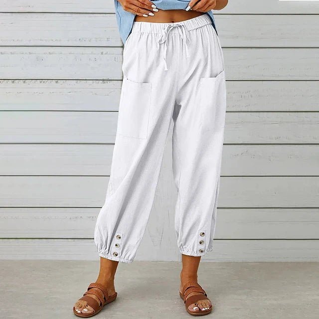Miss | Broek Dames High Waist Cropped Relaxed - Katoen-Linnen - Miss Madera MIS-SFKJ0E