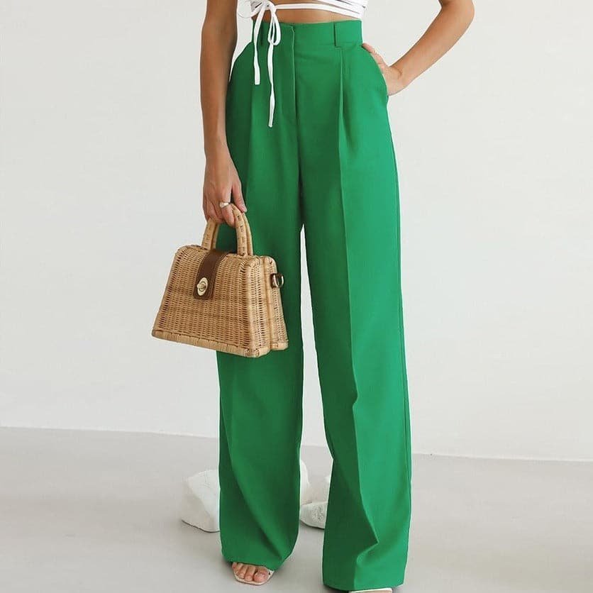 Miss | Broek Dames High-Waist Wide-Leg Geplooide Linnen - Miss Madera MIS-GKAFHL