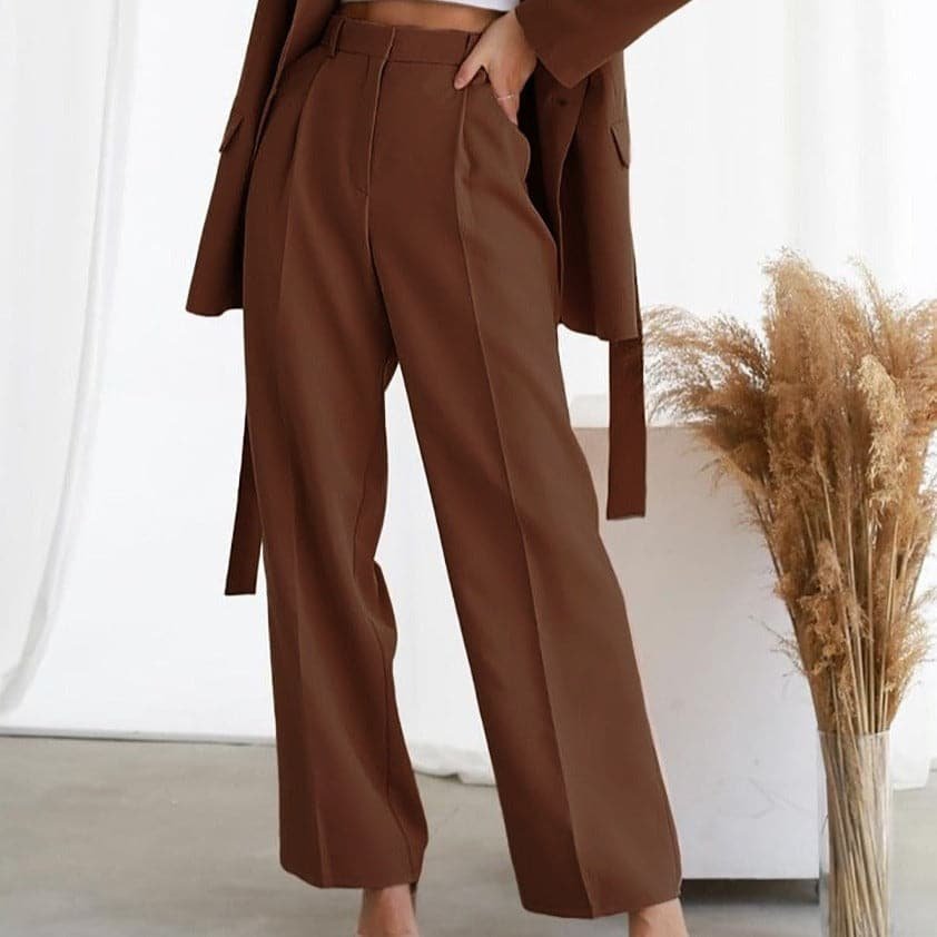 Miss | Broek Dames High-Waist Wide-Leg Geplooide Linnen - Miss Madera MIS-KV5XBJ