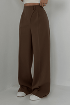 Miss | Broek Dames High-Waist Wide-Leg Knopen - Polyester - Miss Madera MIS-P8XIBE