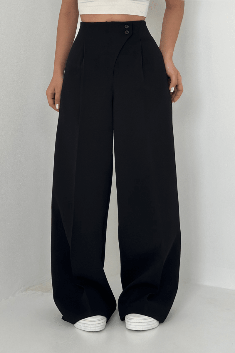 Miss | Broek Dames High-Waist Wide-Leg Knopen - Polyester - Miss Madera MIS-RC1XJD