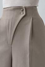 Miss | Broek Dames High-Waist Wide-Leg Knopen - Polyester - Miss Madera MIS-S78Q19