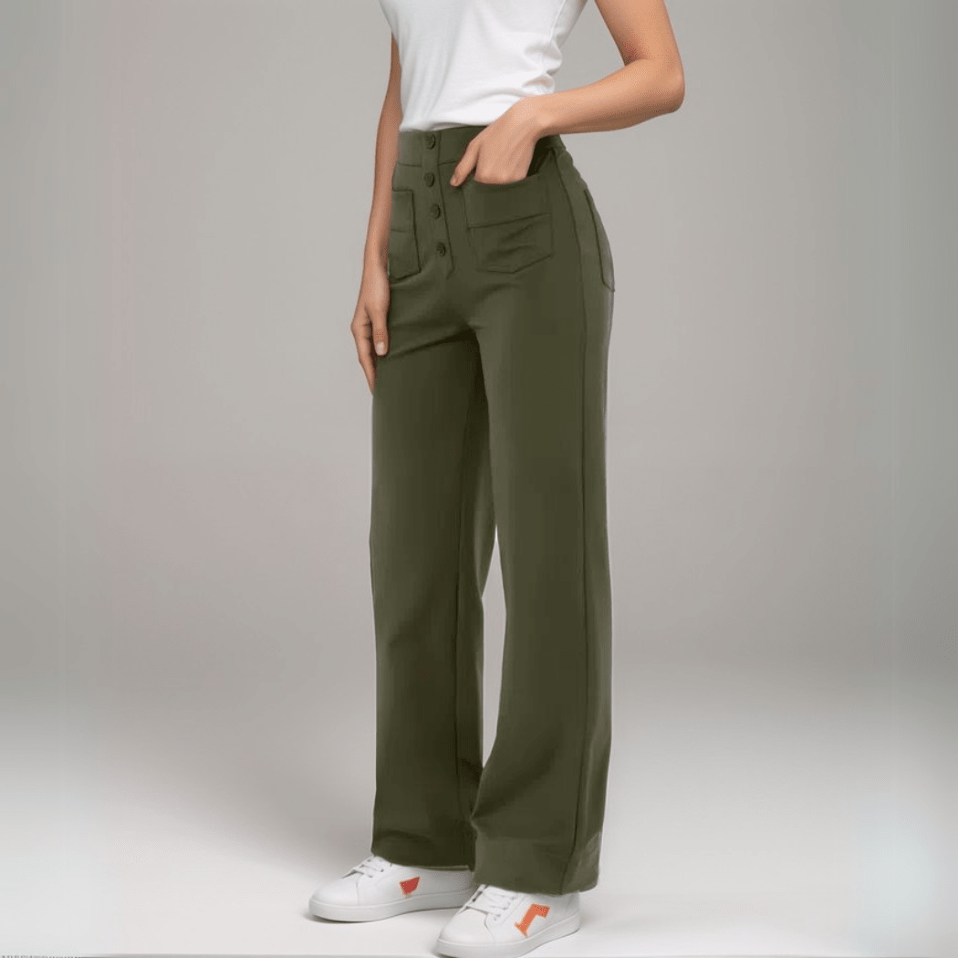 Miss | Broek Dames Hoge Taille Flared - Superelastische stretch stof - Miss Madera MIS-976PDS