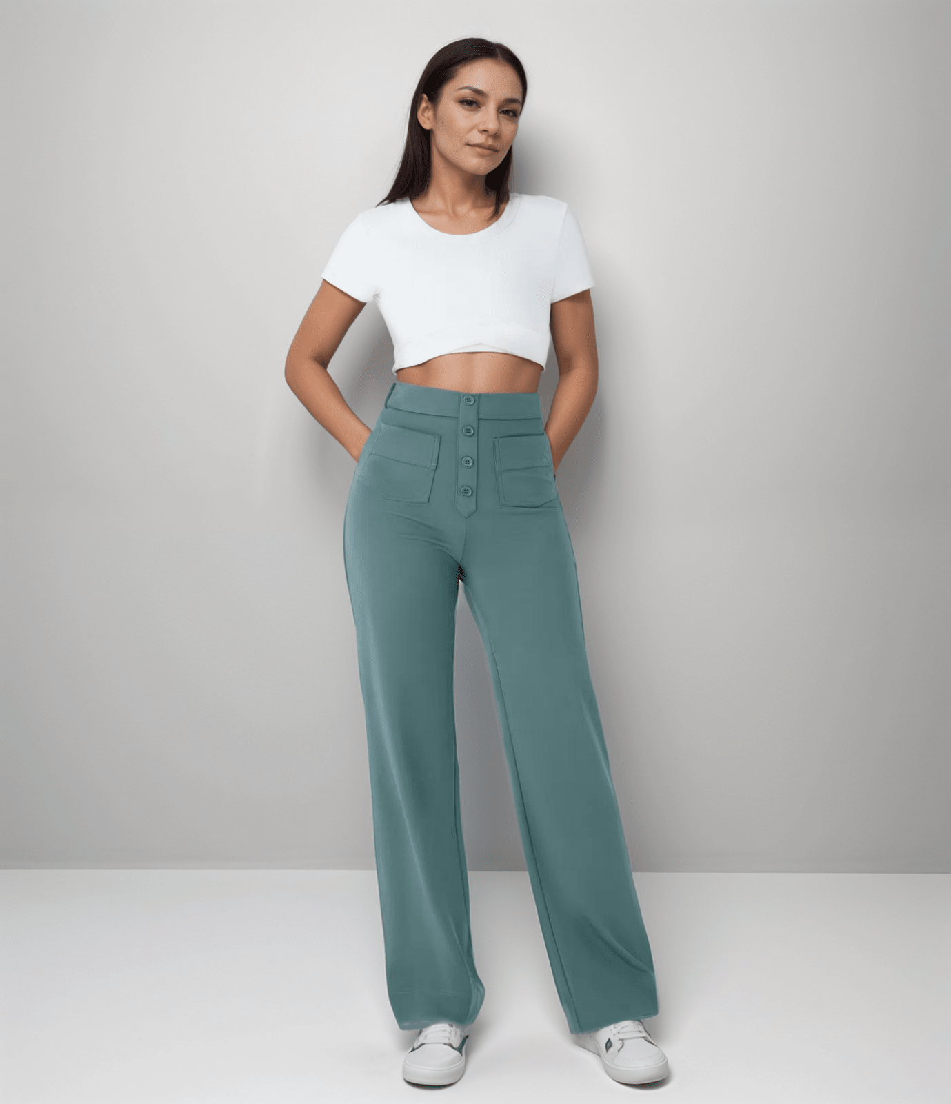 Miss | Broek Dames Hoge Taille Flared - Superelastische stretch stof - Miss Madera MIS-T4WC4Y