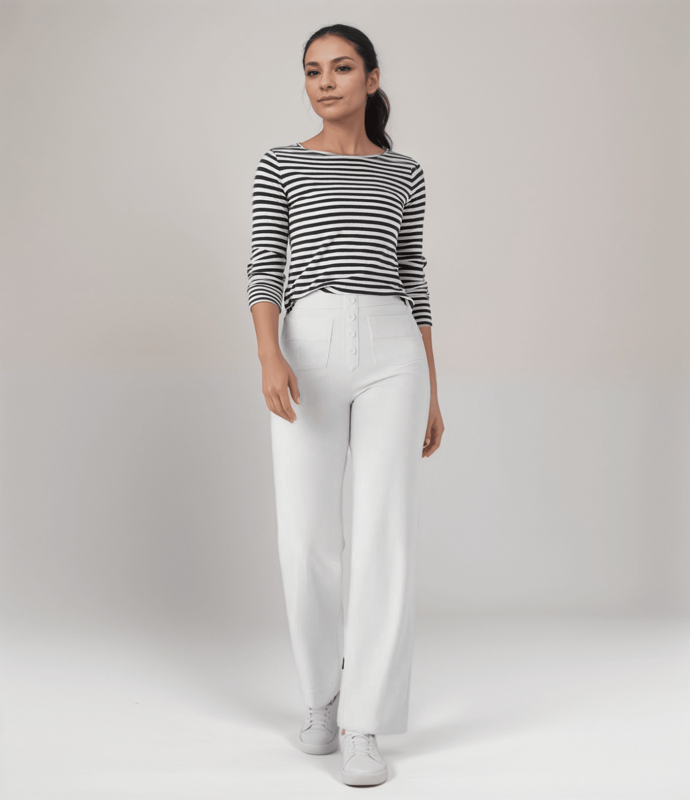 Miss | Broek Dames Hoge Taille Flared - Superelastische stretch stof - Miss Madera MIS-PRINVP