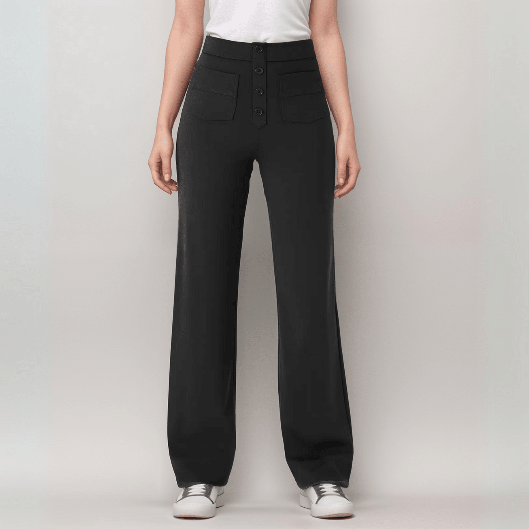 Miss | Broek Dames Hoge Taille Flared - Superelastische stretch stof - Miss Madera MIS-D338ET