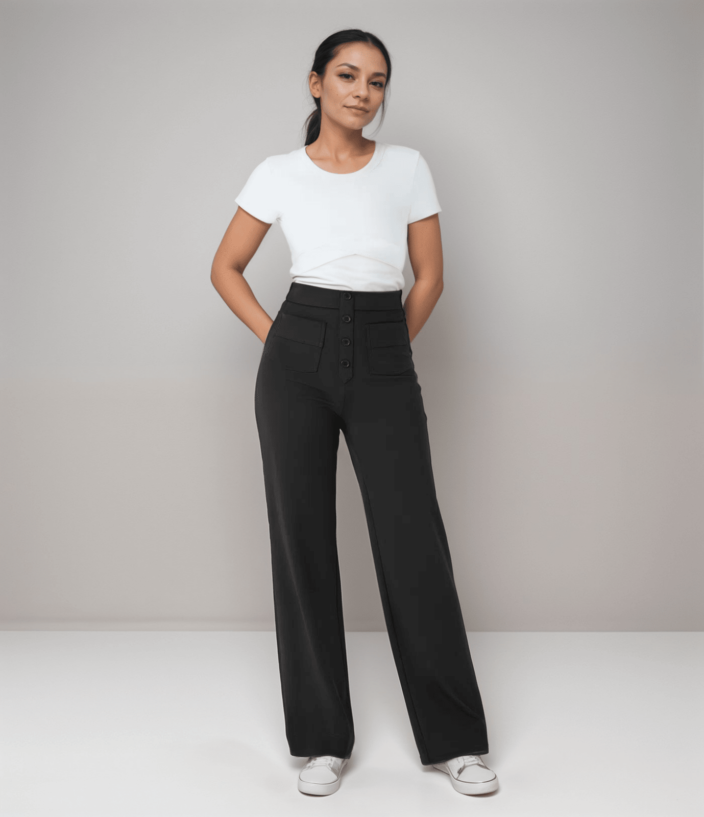 Miss | Broek Dames Hoge Taille Flared - Superelastische stretch stof - Miss Madera MIS-T4WC4Y