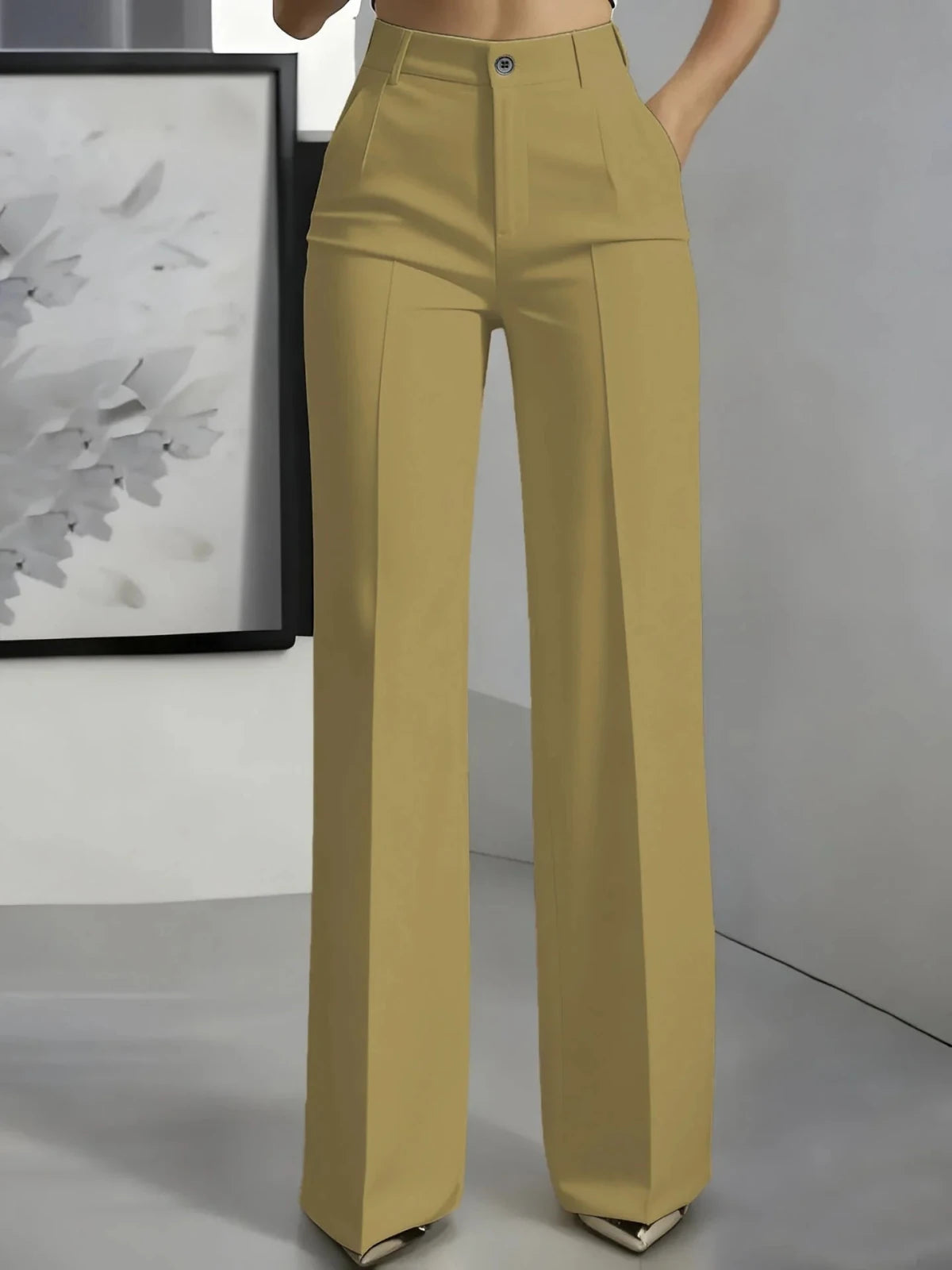 Miss | Broek Dames Hoge Taille Wijde Pijp Geplooide Voorkant - Miss Madera MIS-YG2D3Y