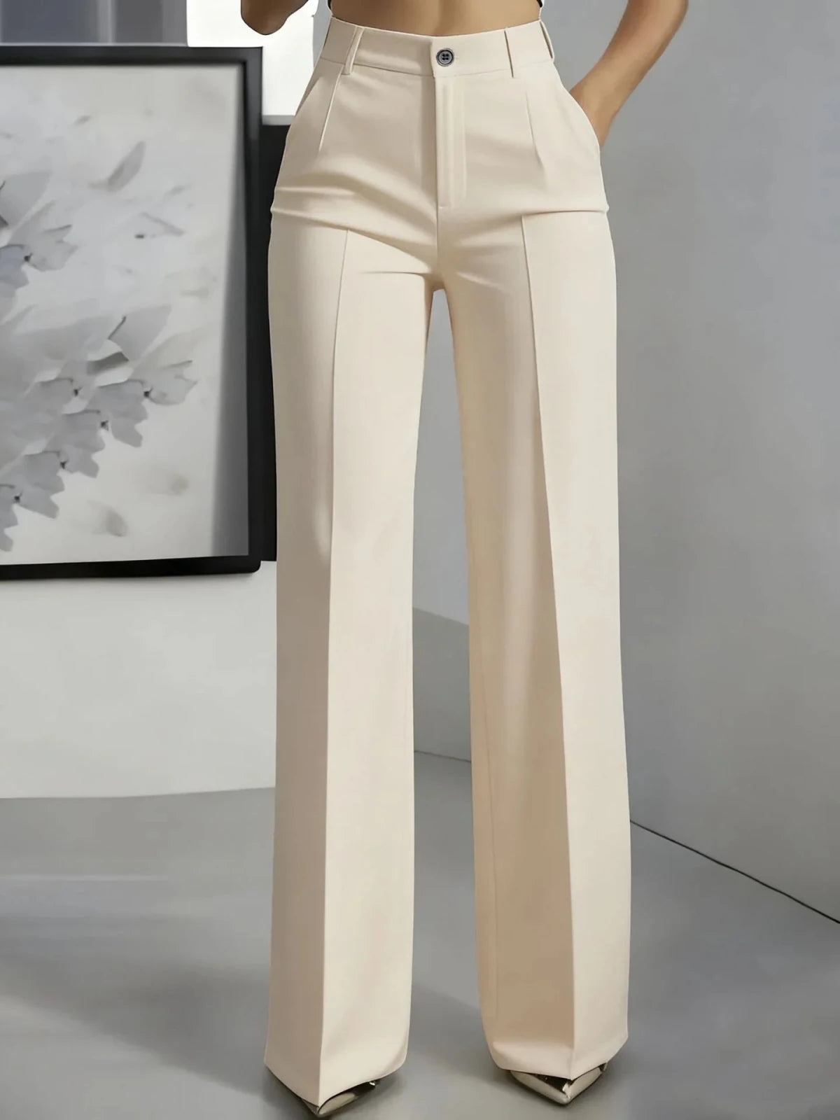 Miss | Broek Dames Hoge Taille Wijde Pijp Geplooide Voorkant - Miss Madera MIS-M7RW3R