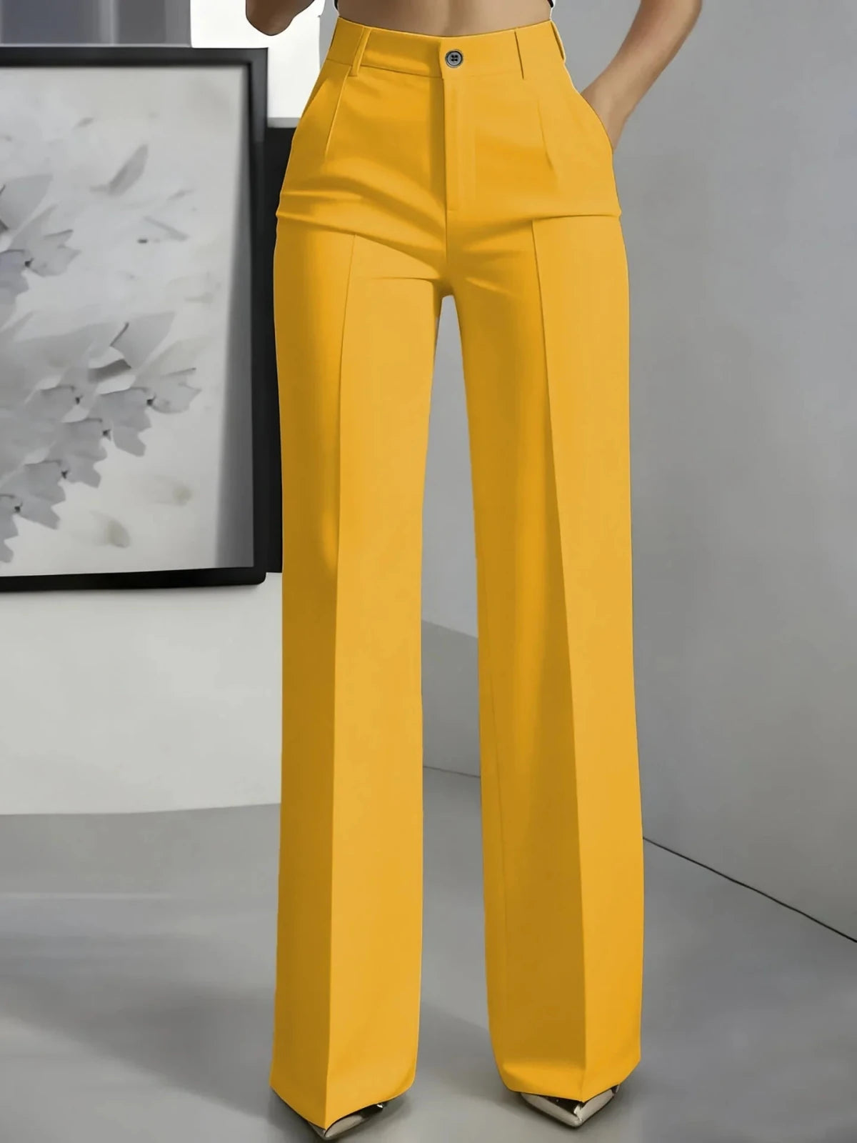 Miss | Broek Dames Hoge Taille Wijde Pijp Geplooide Voorkant - Miss Madera MIS-JES1NW