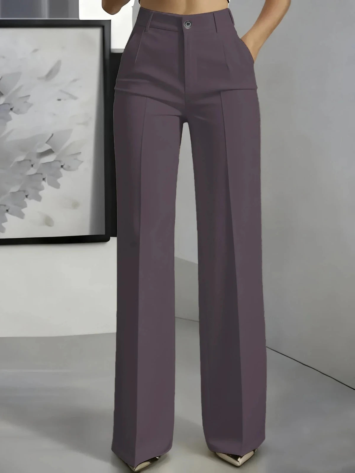 Miss | Broek Dames Hoge Taille Wijde Pijp Geplooide Voorkant - Miss Madera MIS-OKGXAR