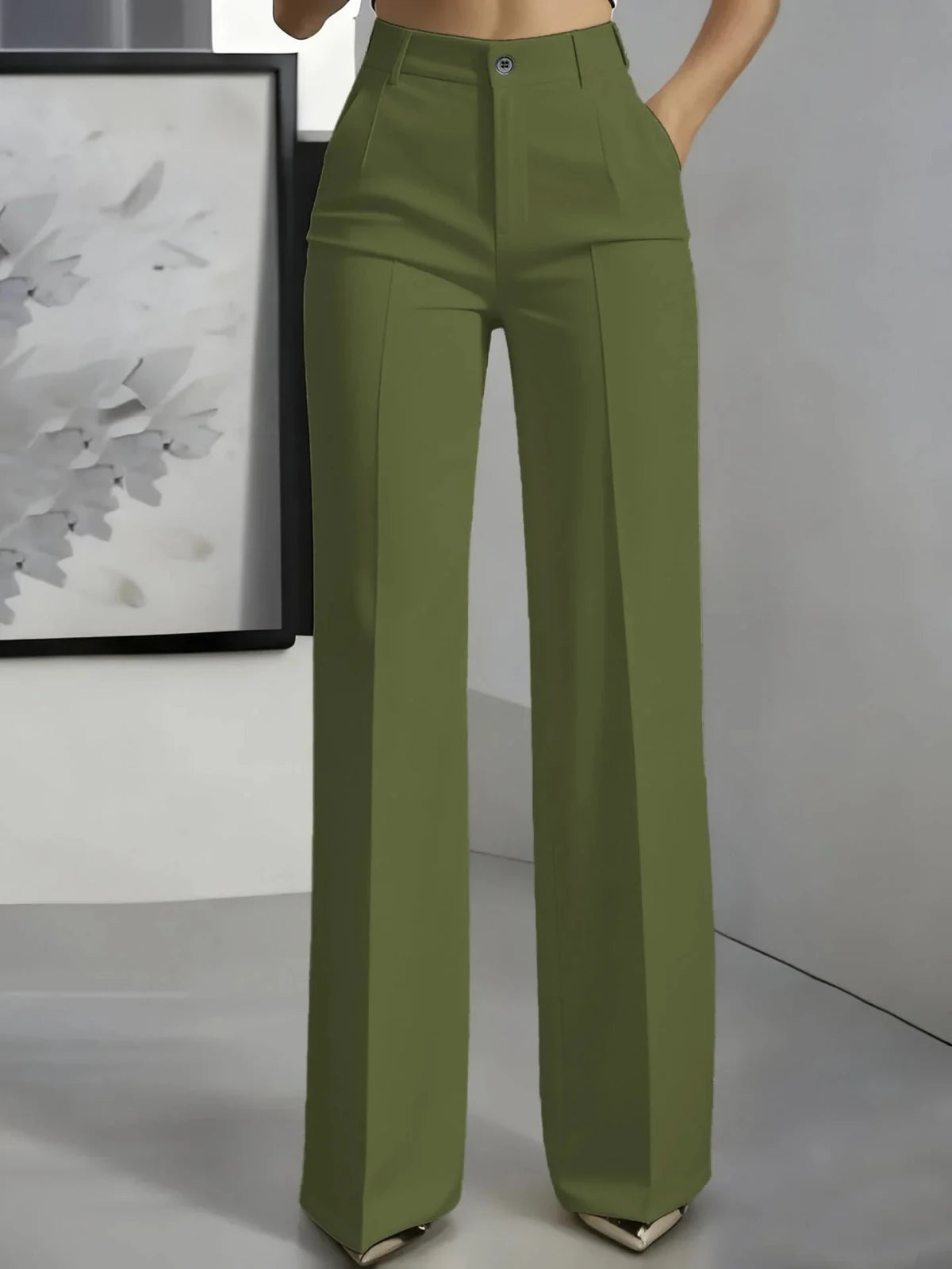 Miss | Broek Dames Hoge Taille Wijde Pijp Geplooide Voorkant - Miss Madera MIS-D8CCVA