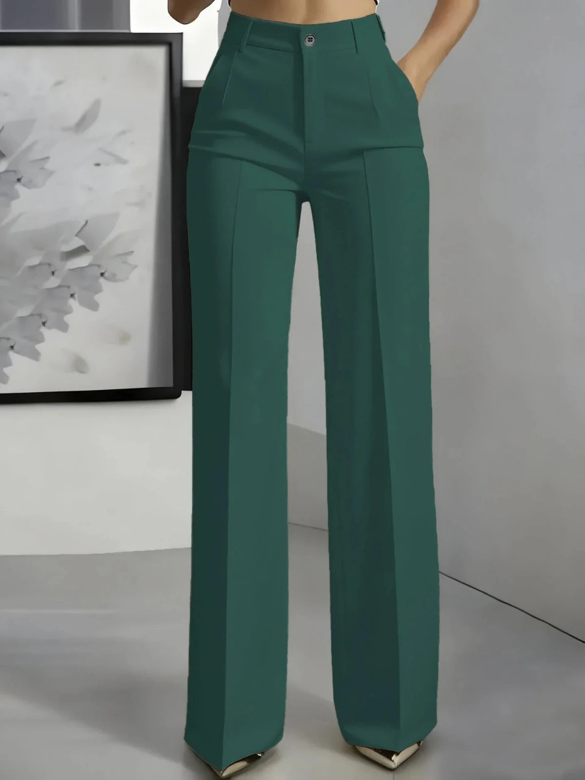 Miss | Broek Dames Hoge Taille Wijde Pijp Geplooide Voorkant - Miss Madera MIS-QQE3J7