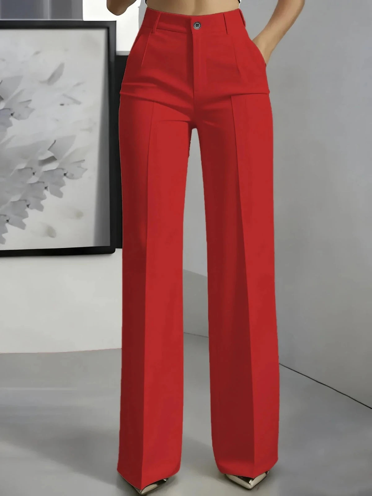 Miss | Broek Dames Hoge Taille Wijde Pijp Geplooide Voorkant - Miss Madera MIS-DX2QLZ
