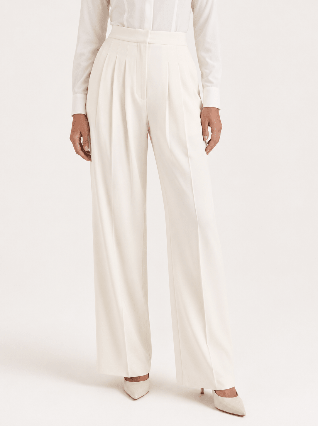 Miss | Broek Dames Hoge Taille Wijde Pijp Voorplooien - Crêpe - Miss Madera MIS-ODEXXV
