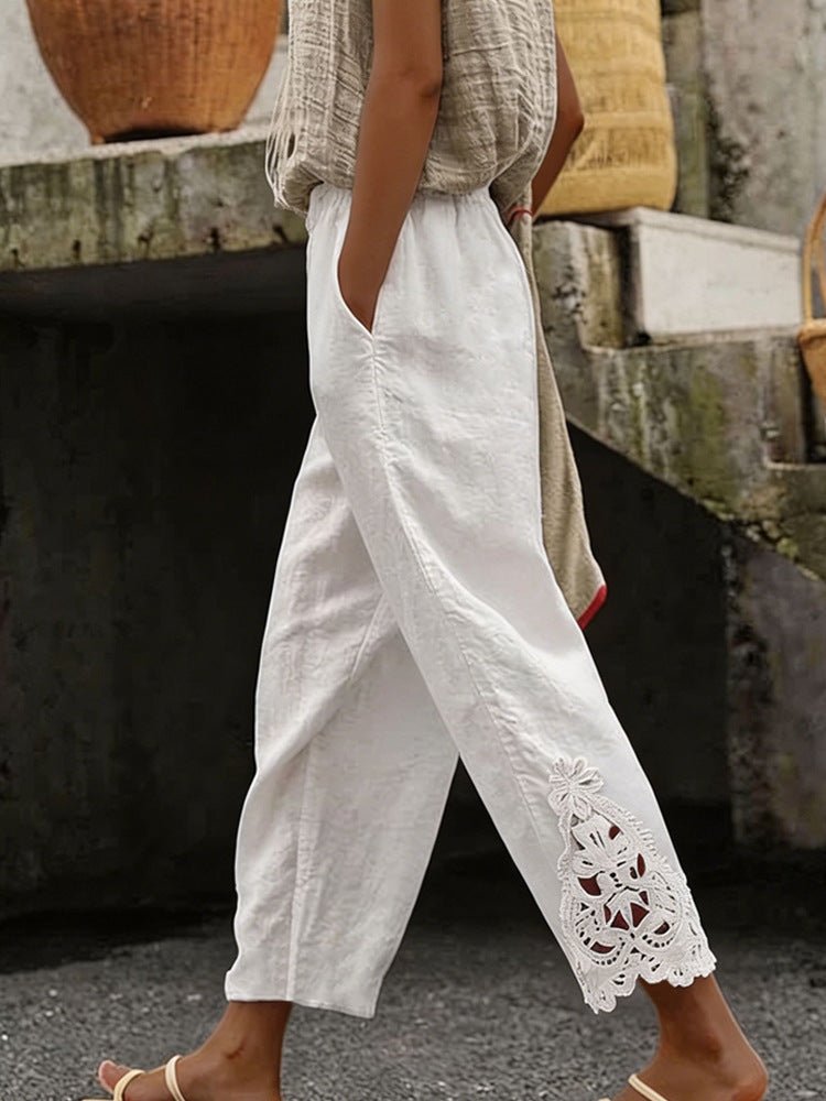 Miss | Broek Dames Linnen Mix Enkellang Kanten Borduursel - Linnen - Miss Madera MIS-4M1PP4