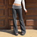 Miss | Broek Dames Marlene Wijde Pijpen Hoge Taille Stippenprint - Jersey - Miss Madera MIS-L02Y3R