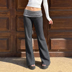 Miss | Broek Dames Marlene Wijde Pijpen Hoge Taille Stippenprint - Jersey - Miss Madera MIS-L02Y3R