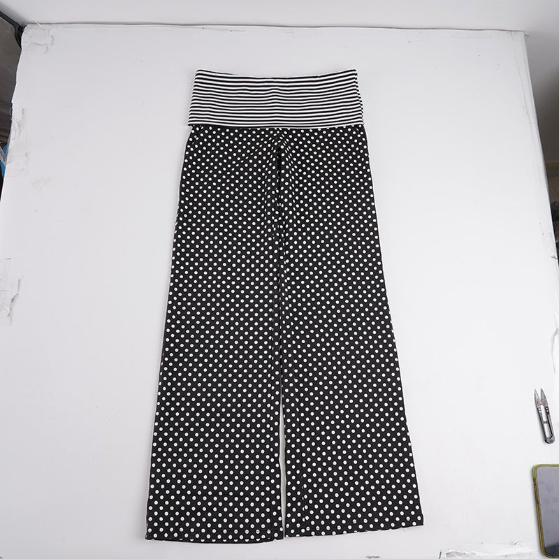 Miss | Broek Dames Marlene Wijde Pijpen Hoge Taille Stippenprint - Jersey - Miss Madera MIS-L02Y3R