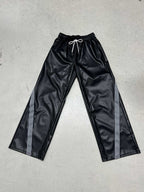 Miss | Broek Dames Straight-Leg Zijstrepen Elastische Taille - Imitatieleer - Miss Madera MIS-I8QH0O