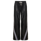 Miss | Broek Dames Straight-Leg Zijstrepen Elastische Taille - Imitatieleer - Miss Madera MIS-I8QH0O