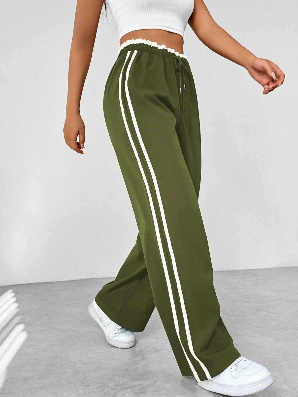 Miss | Broek Dames Wide-Leg Strepen Elastische Taille - Polyester - Miss Madera MIS-77WQV0