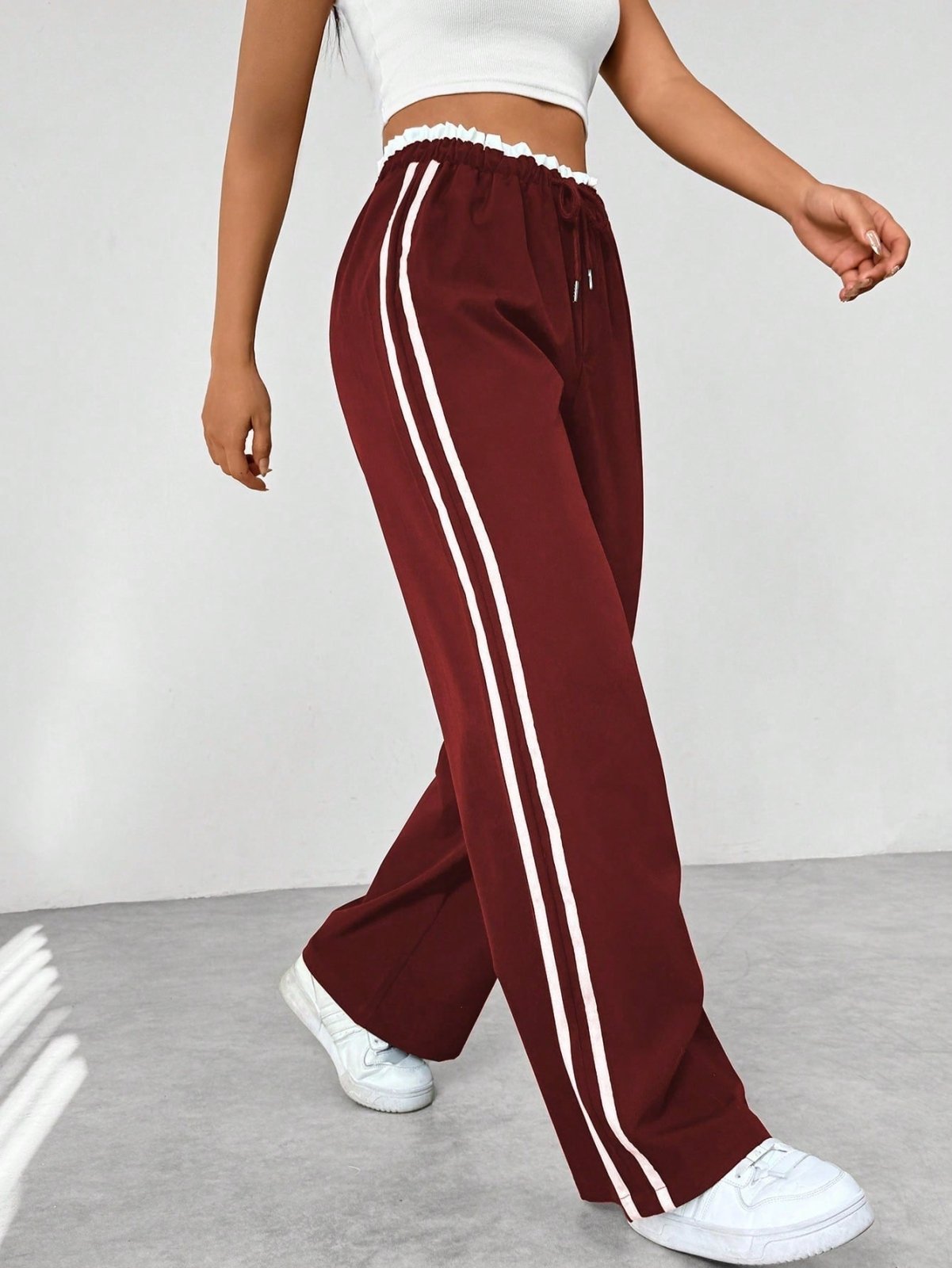 Miss | Broek Dames Wide-Leg Strepen Elastische Taille - Polyester - Miss Madera MIS-N0OF5A