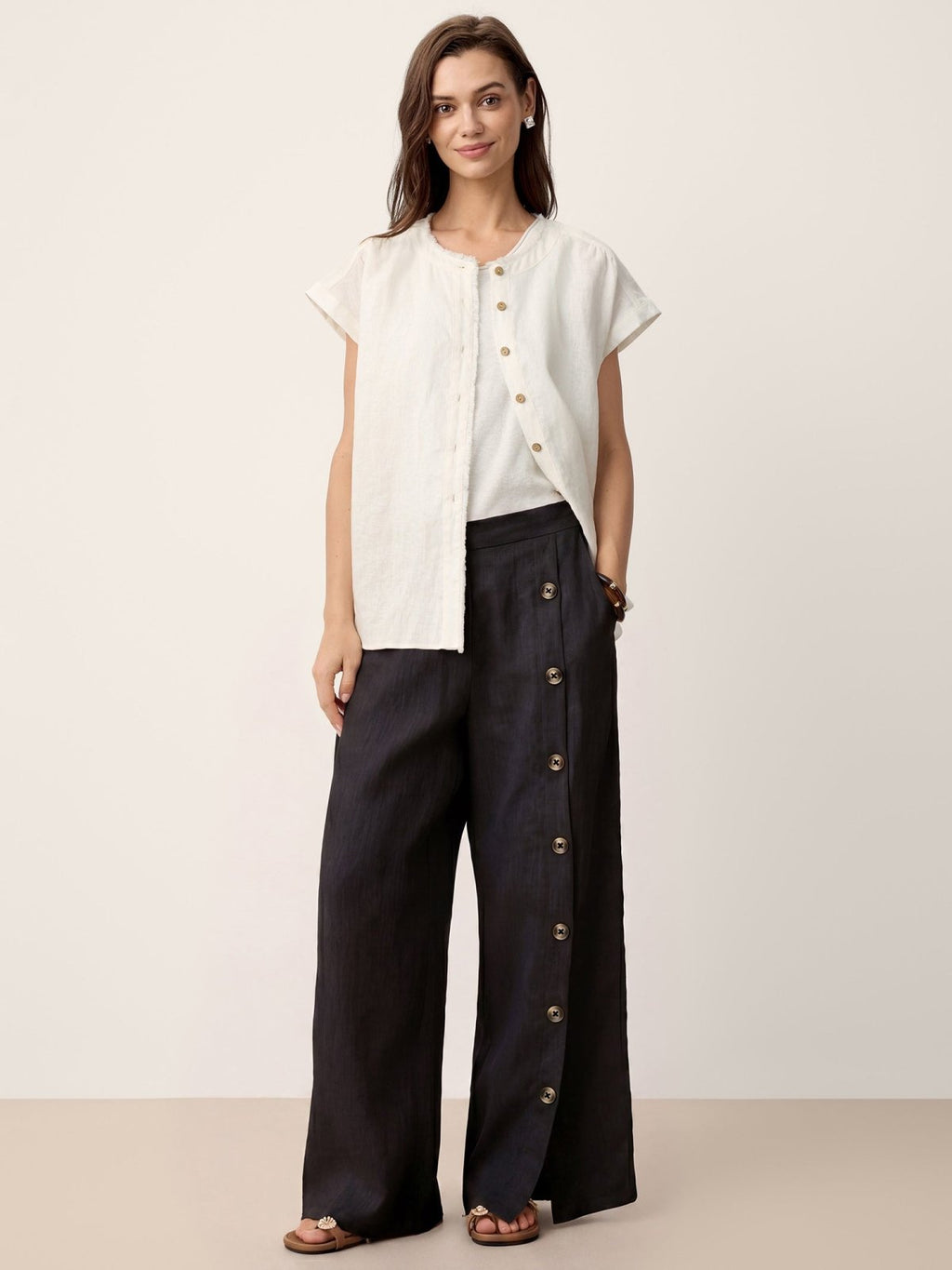 Miss | Broek Dames Zomer Regular Fit - Linnen - Miss Madera