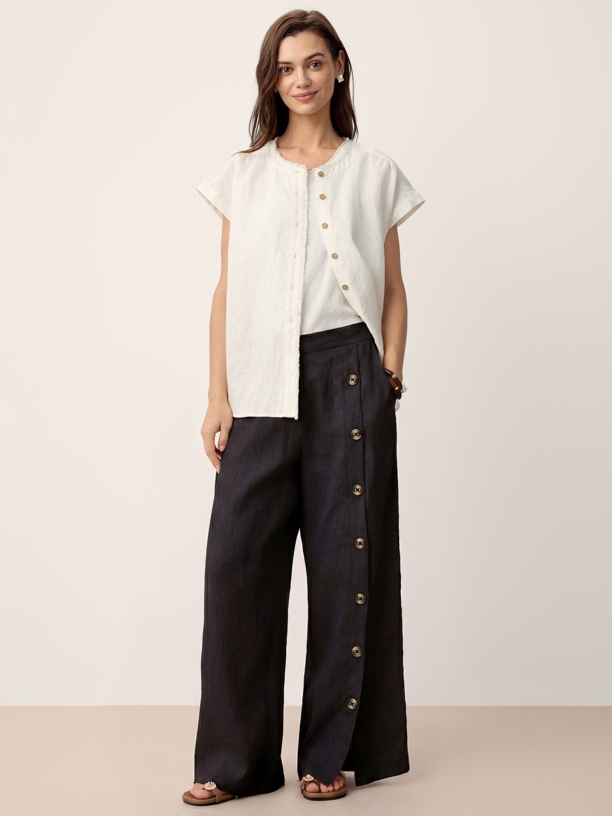 Miss | Broek Dames Zomer Regular Fit - Linnen - Miss Madera