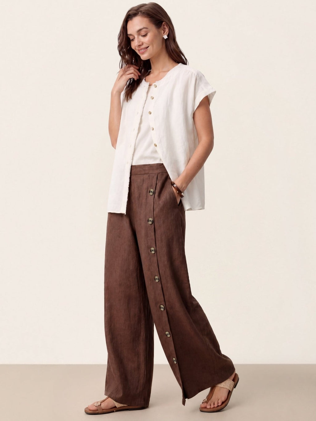 Miss | Broek Dames Zomer Regular Fit - Linnen - Miss Madera