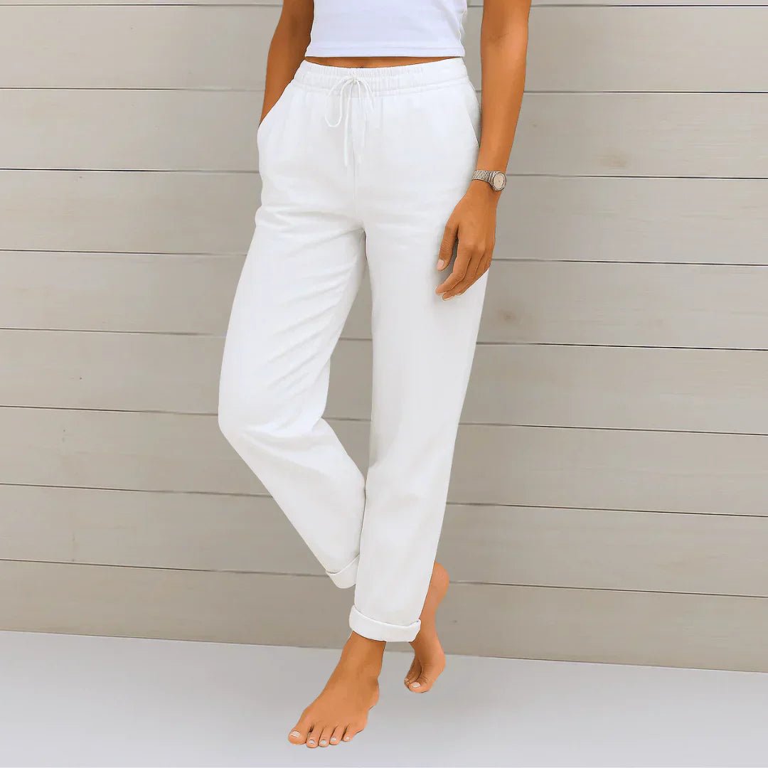 Miss | Broek Dames Zomer Relaxed Fit - Stretch Linnen - Miss Madera MIS-NK44KY