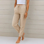 Miss | Broek Dames Zomer Relaxed Fit - Stretch Linnen - Miss Madera MIS-3O015Z
