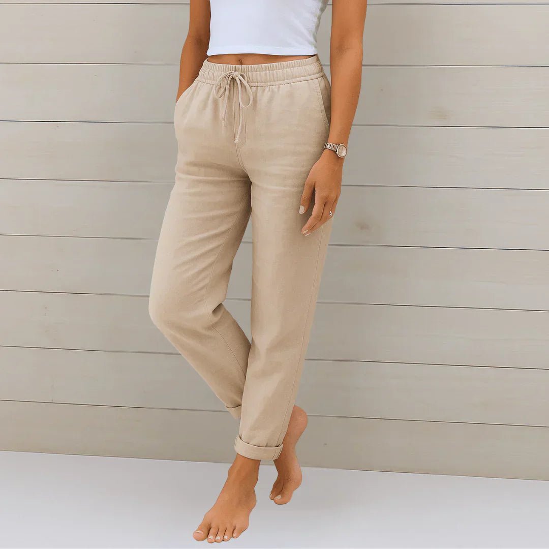 Miss | Broek Dames Zomer Relaxed Fit - Stretch Linnen - Miss Madera MIS-3O015Z