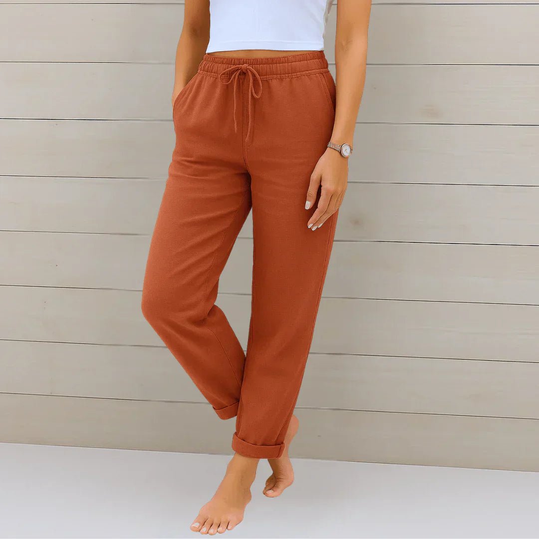 Miss | Broek Dames Zomer Relaxed Fit - Stretch Linnen - Miss Madera MIS-0LH8SC