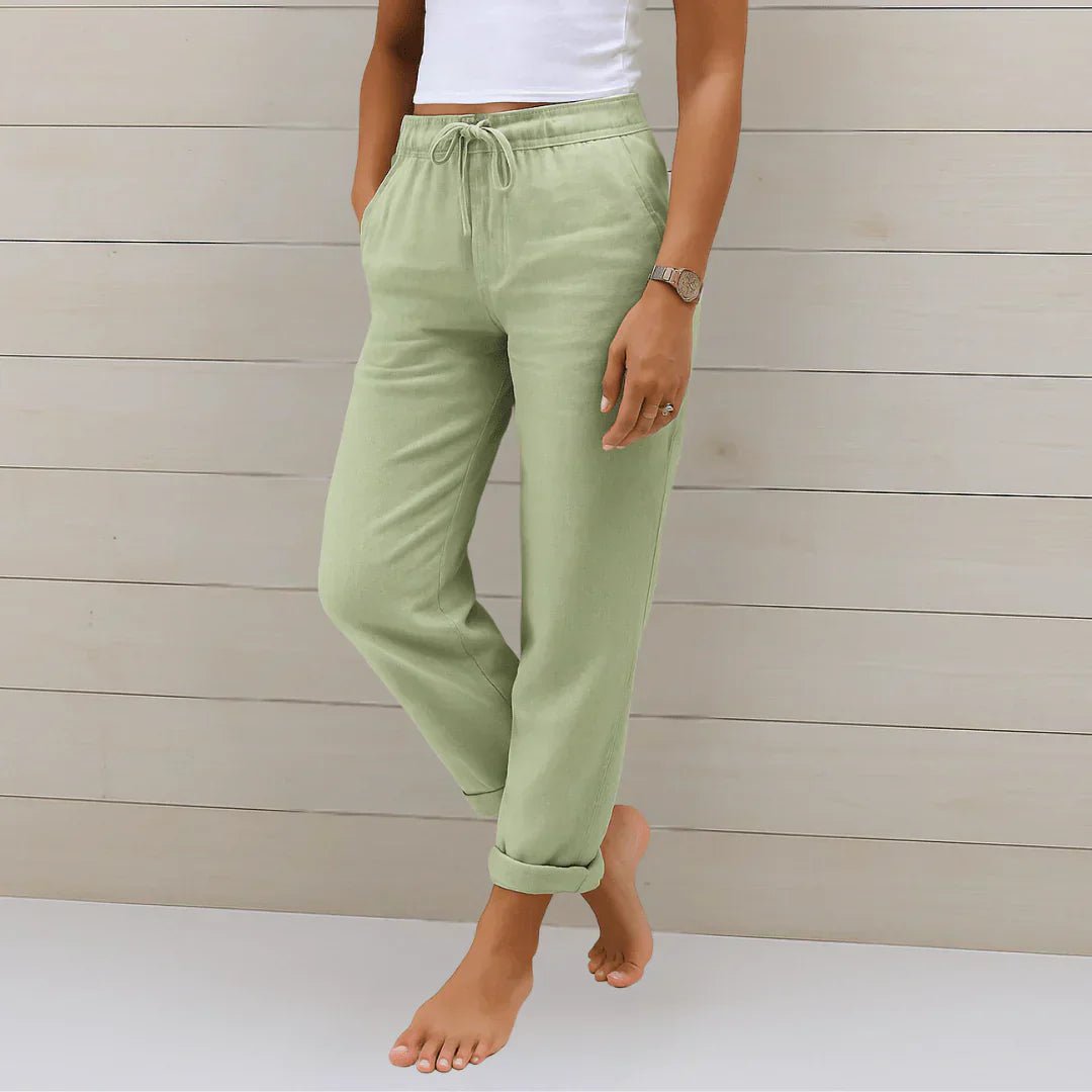 Miss | Broek Dames Zomer Relaxed Fit - Stretch Linnen - Miss Madera MIS-XWY9QC