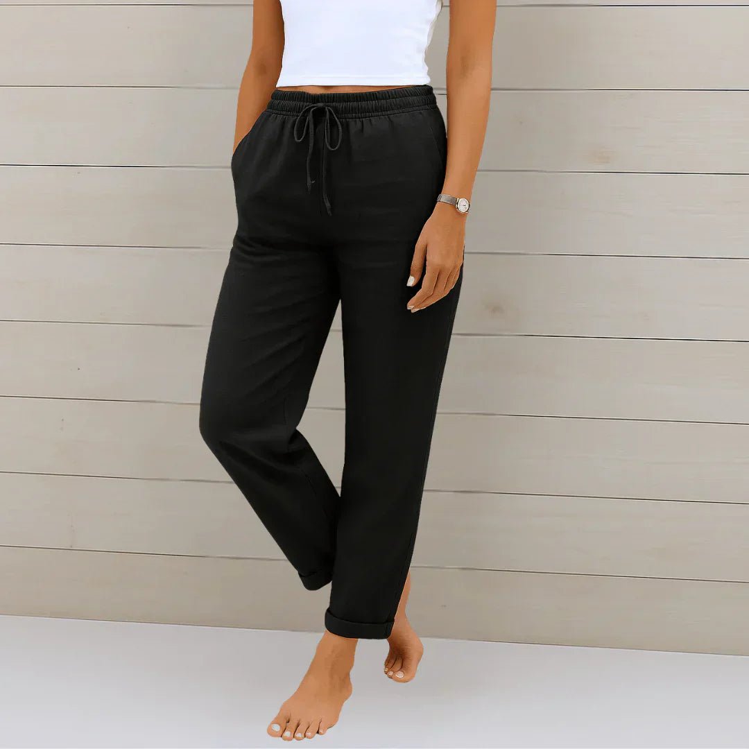 Miss | Broek Dames Zomer Relaxed Fit - Stretch Linnen - Miss Madera MIS-GYG0FW