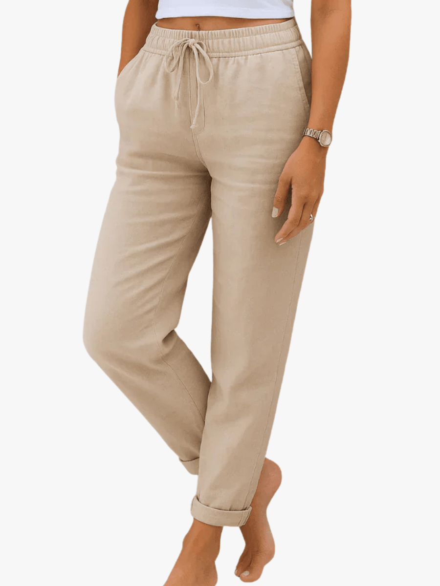 Miss | Broek Dames Zomer Relaxed Fit - Stretch Linnen - Miss Madera MIS-3O015Z