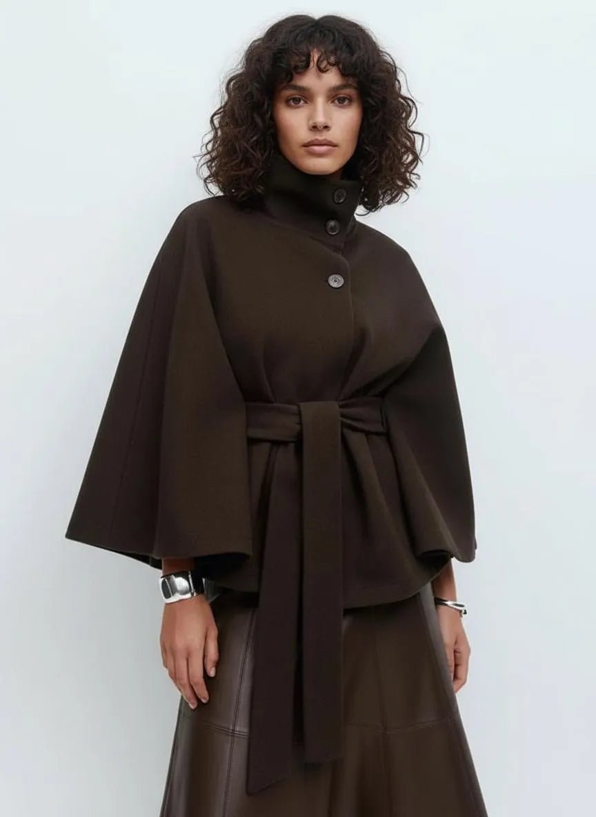 Miss | Cape Jacket Dames Herfst Elegant - Geweven stof - Miss Madera